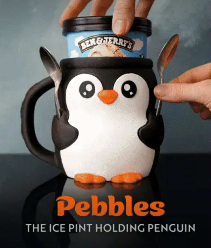 Pebbles the Penguin Ice Cream Pint Holder