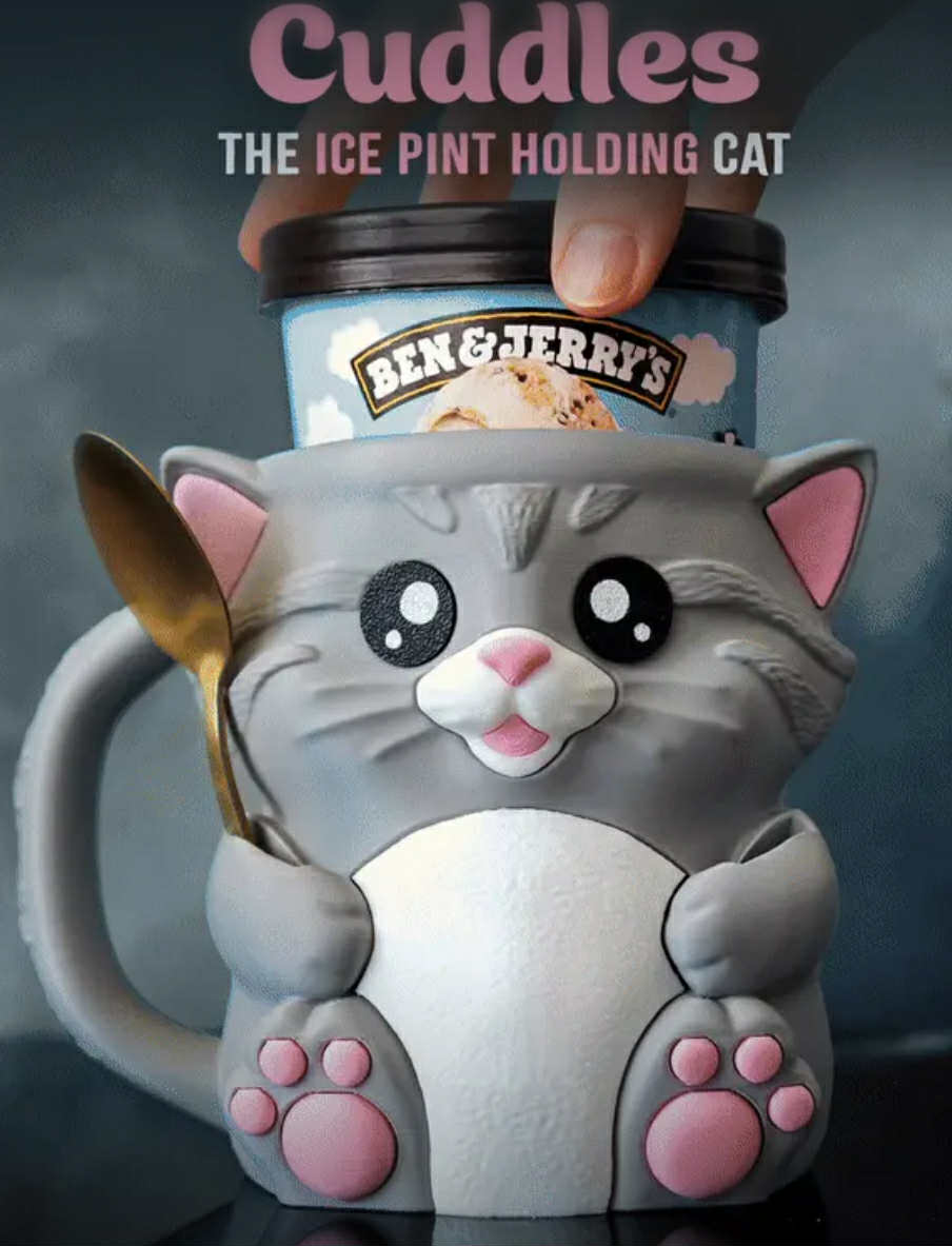 Cuddies the Cat Ice Cream Pint Holder | Eco Friendly 3D Printed